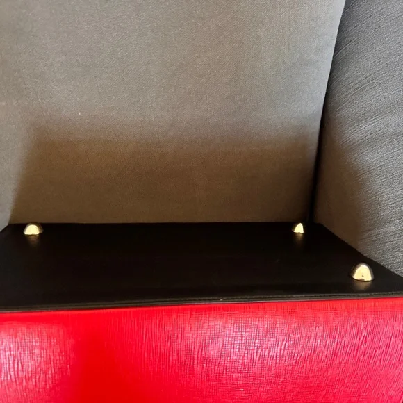 Femi Handbag | Stylish Red Leather & Black & White Striped Fabric - Picture 10 of 10